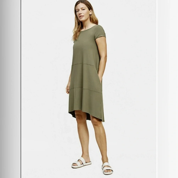 Eileen Fisher Dresses & Skirts - Eileen Fisher Water Viscose Jersey Bateau Neck Cap Sleeve Dress, Size XL